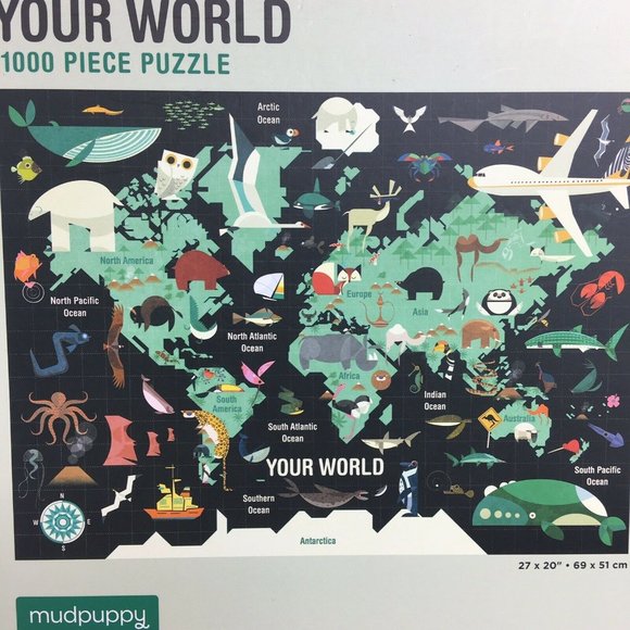 Mudpuppy Puzzle Your World Map 1000 Piece Paul Daviz 27" X 20" Jigsaw Puzzles - Picture 8 of 12